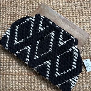 Woven Black & Cream Clutch Bag